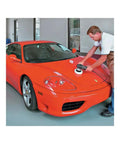 User polishing a red sports car with Car Buffer Polisher For Detailing, 6 Inch Orbital Polisher With Variable Speed 2,500 To 6,800 OPM