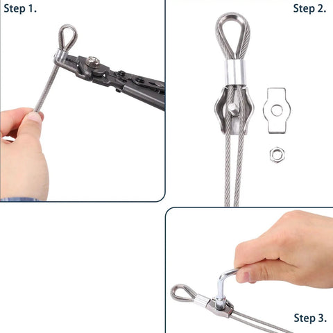 Step-by-step installation of Vinyl Coated One Eighth Inch 304 Stainless Steel Wire Rope Kit With One Hundred Feet Of Seven By Seven Cable And Turnbuckles