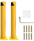 Beefy 36 Inch Steel Bollards 4.5 Inch Diameter Parking Post Yellow For Warehouse Protection 2 Pack with Mounting Kit