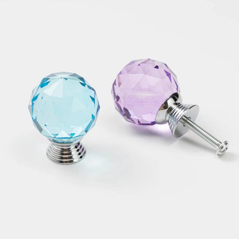 Dang Fancy 30mm Diamond Cut Crystal Cabinet Knobs With Clear Gold Alloy Base Super Smooth Drawer Handles For Kitchen Cupboards Dresser Wardrobe Furniture 6 Pack Solid Glass Pulls Pretty Darn Beautiful in blue and purple