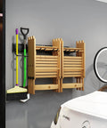 Garage Storage Wall Mount Organizer With 6 Tool Hooks And 2 Shelves, 32 Inch Heavy Duty Rack on wall with garden tools