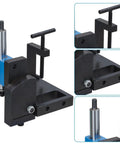 Heavy Duty Industrial Pipe Puncher With Tough As Nails Quarter Inch Steel Frame and Two Axis Adjustable Clamps side view with clamp details.