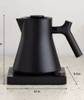 Corvo EKG Pro Electric Tea Kettle With Precise Temperature Control Quick Heat Scheduling And Built In Brew Timer Matte Black With Walnut Handle 0.9 Liter Capacity For Tea Coffee And Cooking side view