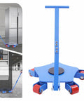 Heavy Duty Machine Skates For Moving Heavy Equipment With 360 Swivel Rollers And Steel Wheels, featuring a blue dolly with red wheels.