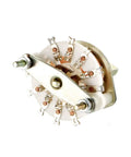 Band Selector Rotary Switch, 2 Pole 4 Position, 10 Pin, Single Deck, side angle view showing 9mm mount hole and terminals