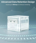 Digital Radon Detector For Basement Air Testing And Indoor Safety With Instant Readouts showing LCD display and transparent design.