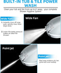 Handheld Shower Head With 10 Spray Modes And High Pressure Flow, 59 Inch Stainless Steel Hose, showing wide fan and point jet modes.