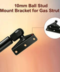 Universal 10mm Ball Stud Strut Mounting Bracket Kit For Heavy Duty Gas Strut Shock Mounts shown with L-angle bracket.