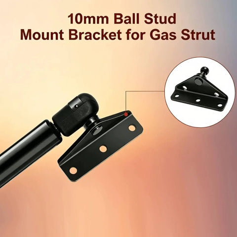 Universal 10mm Ball Stud Strut Mounting Bracket Kit For Heavy Duty Gas Strut Shock Mounts shown with L-angle bracket.