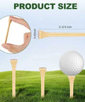150 Count Wooden Golf Tees Two And Three Quarters Inch Biodegradable Bamboo Tees Natural Color with size illustration