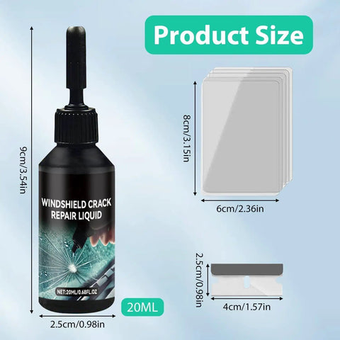 Windshield Crack Repair Kit 2026 Upgrade With Quick Fix Liquid For Cracks And Chips Easy DIY Glass Repair Tool with 20ml liquid and tools