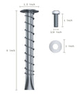 Zinc Plated Asphalt Anchor SP10-38 Five Eighths Inch By Six Inch With 1 Inch Hex Bolt And Washer For Sheds Carports Bike Racks And More 1500 Lb Pull Rating Chemical Anchors For Asphalt Mounting 6 Pack