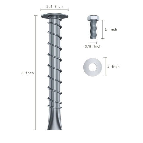 Diagram of 6 inch SP10-38 chemical anchor from Asphalt Anchor And Grout Kit With Four 1500 Pound Pull Rated SP10-38 Chemical Anchors Five Eighths Inch By Six Inch And Two EPX2 Anchoring Cement Bags For Secure Heavy Duty Asphalt Installations showing dimensions