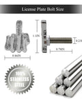 Beefy Stainless Steel License Plate Bolts Kit For Cars And Bikes, 6mm Diameter By 0.8 Inch Length, Silver Finish, dimensions diagram