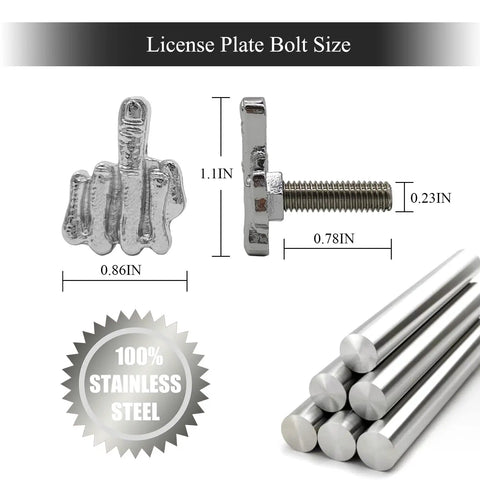 Beefy Stainless Steel License Plate Bolts Kit For Cars And Bikes, 6mm Diameter By 0.8 Inch Length, Silver Finish, dimensions diagram