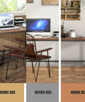 Smooth Ride Rolling Computer Desk With Lockable Wheels And Heavy Duty Steel Frame Portable Laptop Workstation wide wood top in home, office, and work settings.