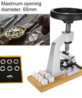 Pro Grade Oyster Watch Case Opener Bench Tool Kit With 6 Dies for Rolex and Tudor back case removal shown with 65mm opening diameter