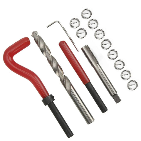 15 Piece M10x1.0x13.5mm Thread Repair Kit With Metal Drill Bit Tap And Threaded Inserts Installation Tool Set for repair