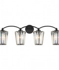 Black Crystal Vanity Light Fixtures For Bathroom Four Light Crystal Wall Sconce With Dimmable E26 US Socket Excludes Bulb
