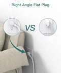 16 Outlet Power Strip With 4 USB Ports And 5 Ft Flat Plug 4 Side Surge Protector showing flat plug behind sofa