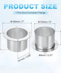 Heavy Duty Duct Connector Flange 5.2 Inch Silver Galvanized Steel Round Dust Collection Fittings for Dryer Vent Exhaust Pipe Hose