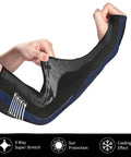 Cooling Arm Sleeves Feature American Flag Print And Next Level UV Sun Protection Crafted From Breezy Ice Silk, shown being stretched.