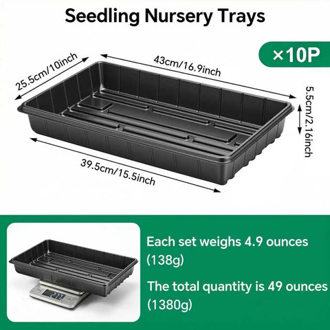 No Holes Seedling Trays Set, 10 Durable Pro Grade Plant Trays Measuring 17 Inch By 11 Inch For Seed Starting with weight details