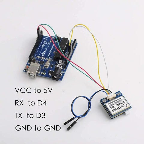 BN-880 GPS Module With HMC5883 Compass Dual GNSS Support Including GPS Glonass Beidou NMEA 0183 9600bps 1Hz connected to Arduino