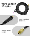 Pro Grade Heavy Duty TIG Welding Gun WP26V 4M Cable With European Connector Welder Torch showing wire length, quick connector, and external thread