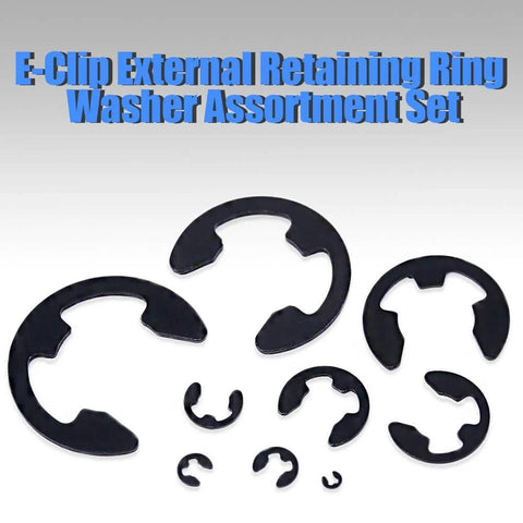 Heavy Duty Black Alloy Steel External E Clip Retaining Ring Washer Set 328 Piece Set Nine Sizes Built To Last With Heat Treated Tough Tensile Strength