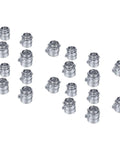 20-Pack of One-Inch Squeeze Conduit Connectors Crafted from Die Cast Zinc Alloy with Heavy-Duty Reversible Locking Nuts arranged on a white background.