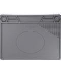 Top Notch Silicone Soldering Mat 11.4 By 15.7 Inches With Hardcore Magnetic Grip Heat Resistant Pad Straight Up Built For Fast Circuit Fixes And Small Screw Gathering Looking Dead Serious In Classic Gray, view from the top.