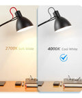 Comparison of 2700K soft white and 4000K cool white light from a lamp with Dimmable LED Edison Bulb With Vintage Filament For A Retro Vibe.