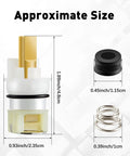 Two Handle Faucet Stem Replacement Kit With Cartridge RP4993 Seat And Spring, showing size dimensions of components