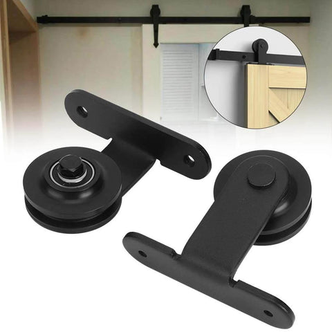 Beefy Heavy Duty Sliding Door Rail Kit With Hardware For Barn Doors And Greenhouses Carbon Steel Track System shown installed