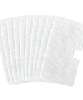 Ten white washable microfiber steam mop pads for Shark steam pocket mops S3500 series displayed on white background