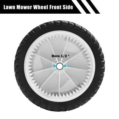 8 Inch Front Drive Wheel Set For Toro 22 Inch Recycler Self Propelled Lawn Mower Replacement 105-1815 Gear Assembly Front View