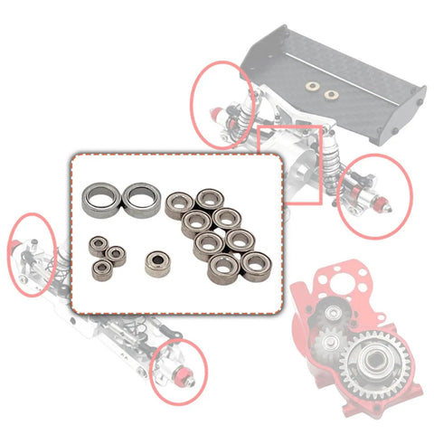 14 Piece Ball Bearing Upgrade Kit For WLtoys 244016 RC Car 1 24 Scale High Precision Bearings shown with vehicle integration points