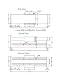 Workhorse SFU1605 1610 Ball Screw Linear Guide Module dimensions, detailed top, lateral, and bottom views for CNC integration.