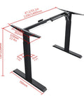 Sleek Electric Height Adjustable Standing Desk With Hella Sturdy Mdf Top Ideal For Home Office And Gaming Featuring Quiet Motor Controls and measurements.