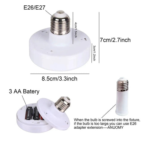 Dimensions of 2 Pack Battery Powered LED Puck Lights With Remote For Lamps And E26 Screw In Fixtures, showing battery compartment