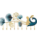 Modern Wall Mounted Coat Rack With Durable Steel Hooks For Entryway And Hallway, decorative design with blue and gold accents.