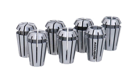7 Piece ER11 Collet Set For CNC Milling And Lathe Work Range 1/32 To 1/4 Inch 0.0004 Inch Concentricity True Double-Angle Design