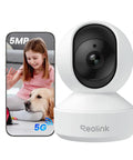 Indoor 3K Baby And Pet Monitoring Cam With Auto Tracking And 5MP Night Vision F16 Lens Cry Detection next to smartphone display