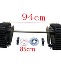 Pair Rear Axle Track Kit For Go Kart ATV UTV Buggy showing metal tracks, brake disc, sprocket, and wheels, dimensions 94cm x 85cm