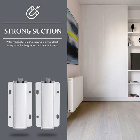 Five Pack Push To Open Cabinet Latches With Magnetic Closure And Long Stroke Magnets for kitchen, aluminum alloy, no handle, silver