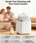 Bear Bottle Washer Pro countertop baby bottle sterilizer and dryer, white with transparent lid