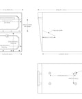 Technical drawing of Heavy Duty Outdoor Package Drop Box With Locking Door In Black XL Steel, dimensions and mounting details.