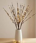Two Pack Battery Operated LED Willow Branch Lights For Vase Decor, 30 Inch Lighted Brown Twig Branches with Warm White LEDs in Vase