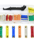 Heavy Duty 30 Piece Torpedo Fuse Assortment Kit For Classic Vintage Rides featuring color-coded fuses in a clear storage tray.
